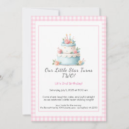 Pastel de cumpleaños azul y rojo - Invitación de s