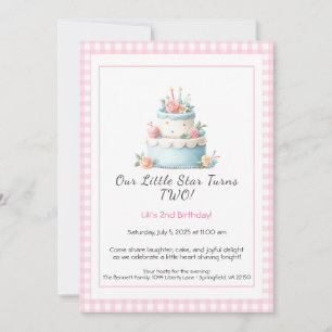 Pastel de cumpleaños azul y rojo - Invitación de s