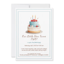 Pastel de cumpleaños azul y rojo - Invitación de s