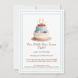 Pastel de cumpleaños azul y rojo - Invitación de s