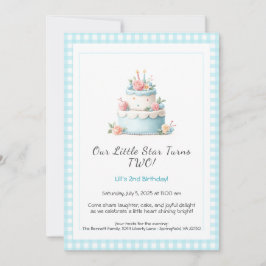 Pastel de cumpleaños azul y rojo - Invitación de s
