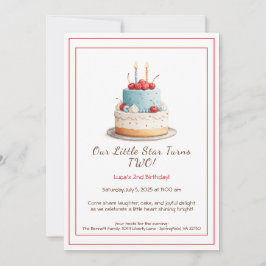 Pastel de cumpleaños azul y rojo - Invitación de s
