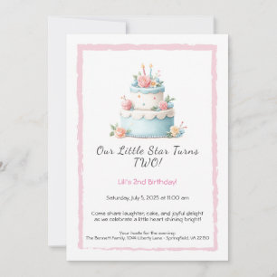Pastel de cumpleaños azul y rojo - Invitación de s