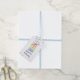 Pastel de cumpleaños con etiqueta de regalo de Con