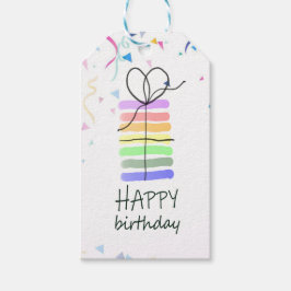 Pastel de cumpleaños con etiqueta de regalo de Con