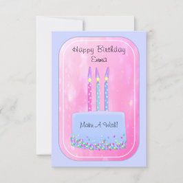 Pastel de cumpleaños con tarjeta de velas de bonit