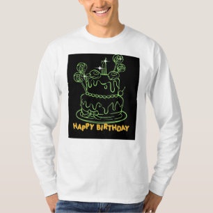 pastel de cumpleaños feliz de camiseta