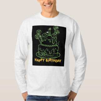 pastel de cumpleaños feliz de camiseta