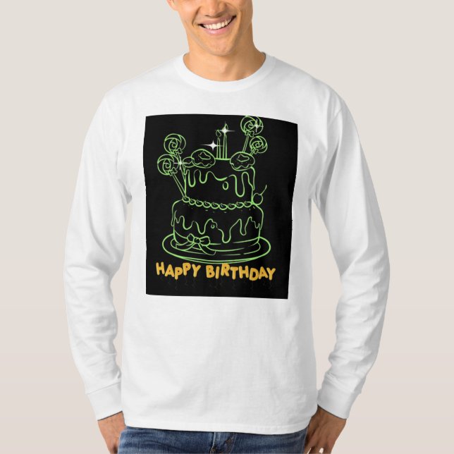 pastel de cumpleaños feliz de camiseta (Anverso)