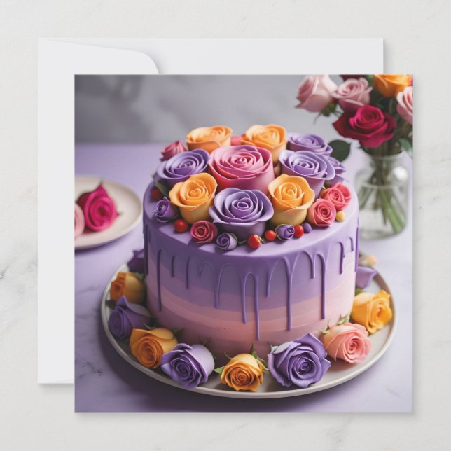 Pastel de cumpleaños morado (Anverso)