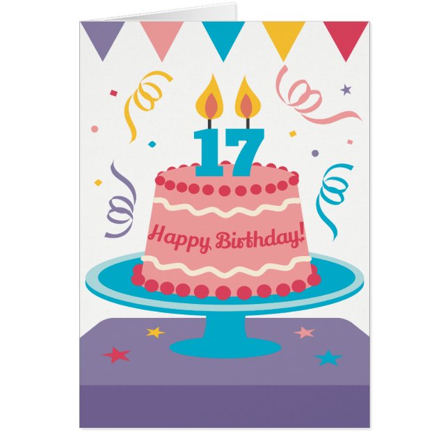 Pastel de cumpleaños número 17 (Frente)