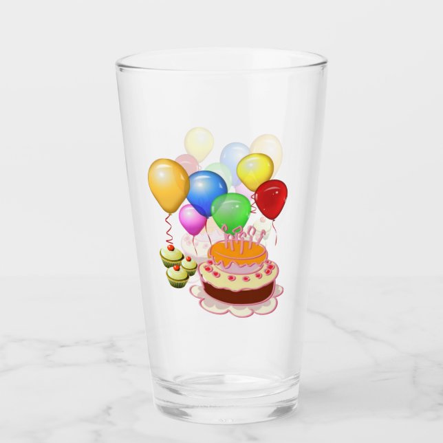 Pastel de cumpleaños y globos para niños (Anverso)