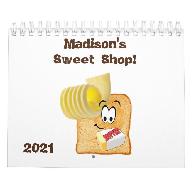 Pastel de dulces donuts en el calendario 2021 (Reverso)