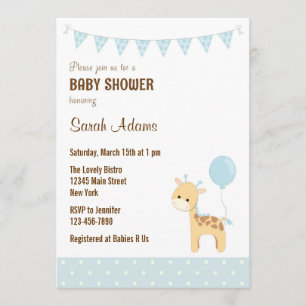 Pastel de invitación a la Baby Shower por la jiraf