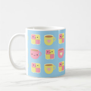 Pastel de Kawaii Battenberg y Copa de Té