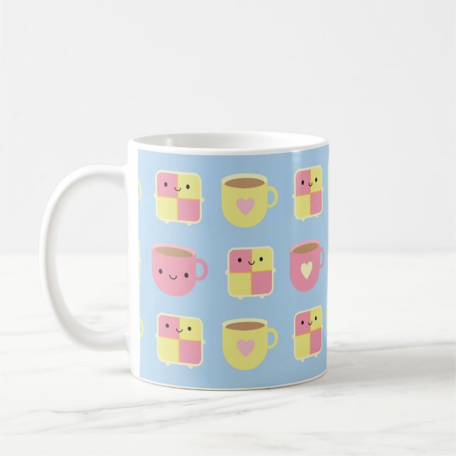 Pastel de Kawaii Battenberg y Copa de Té (Izquierda)