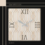 Pastel de oro Art Deco Reloj de pared cuadrado osc<br><div class="desc">Elegante oro Art Deco respaldado en números romanos oscuros y adornos. Ideal para entradas,  cenas,  zonas de estar y más. Disponible en varios colores.</div>