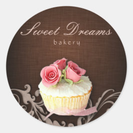 Pastel de panadería Pegatina Linen rosas rosas ros