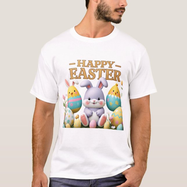 Pastel de pollo y conejo en huevo Feliz Camiseta d (Anverso)