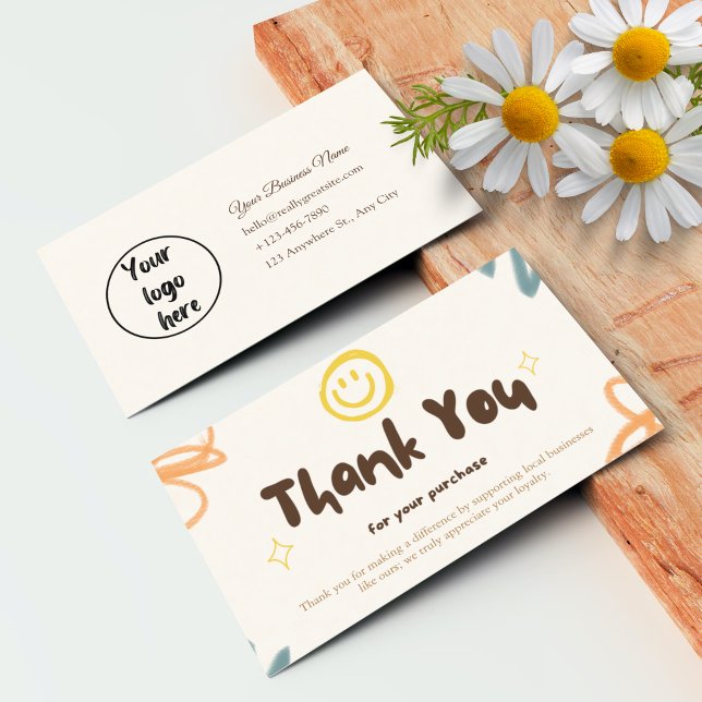 Pastel de tarjetas de agradecimiento personalizado (Personalized Business Thank You Card Messages Doodle)