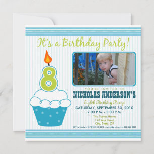 Pastel dulce 8 cumpleaños fiesta invitación a Aqua