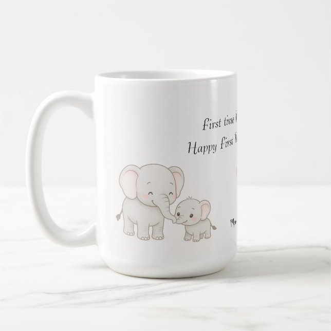 Pastel dulce mami elefante y taza infantil (Izquierda)