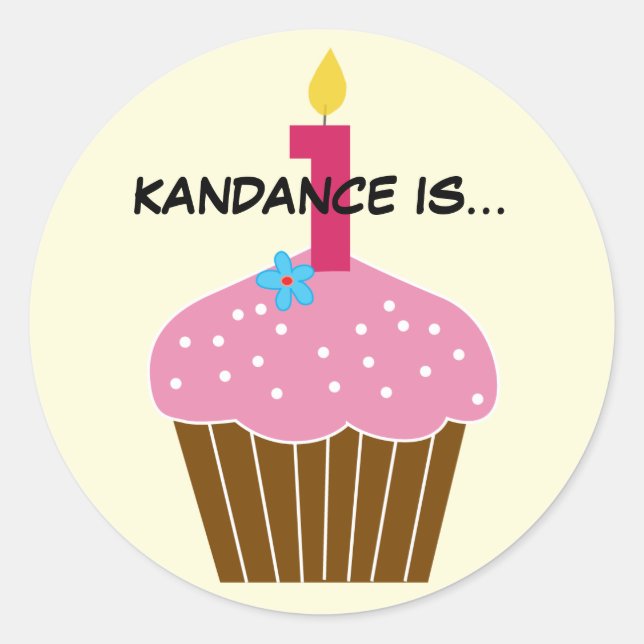 Pastel dulce Pegatina de primer cumpleaños (Anverso)