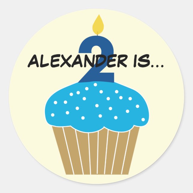 Pastel dulce Pegatina de segundo cumpleaños (Anverso)