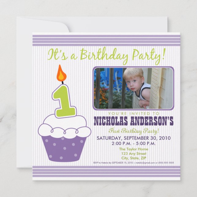 Pastel dulce Primer Día Invitación a fiesta de cum (Anverso)