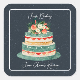 Pastel en niveles con Pegatina de Floral Top Baker