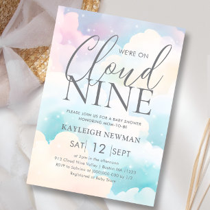 Pastel Estamos en la invitación de Baby Shower Nue