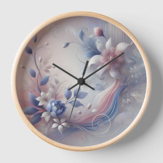 Pastel Floral Abstrato reloj de pared