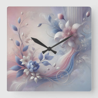 Pastel Floral Abstrato reloj de pared