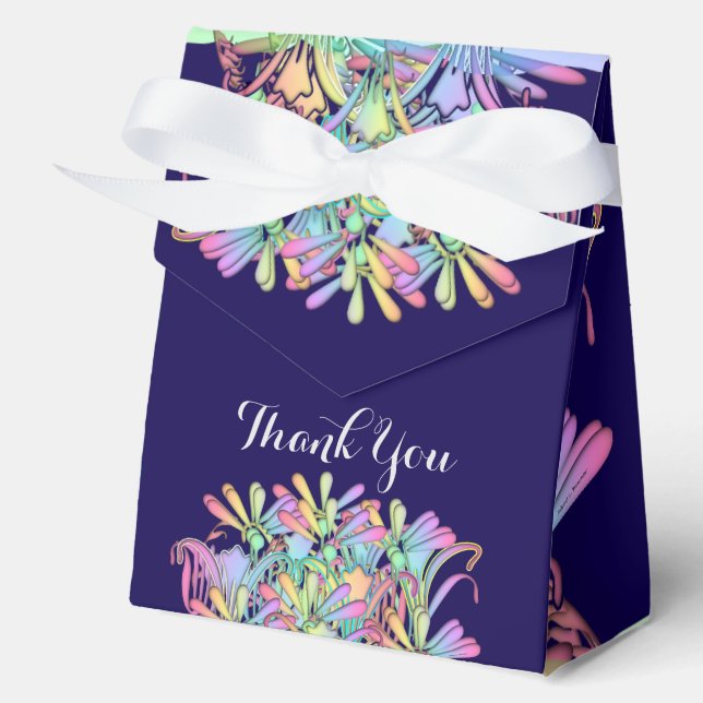Pastel Floral Dk Blue Gracias Cajas De Favor (Anverso)