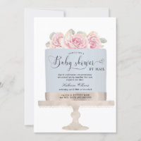 pastel floral ducha de bebé por invitación del cor