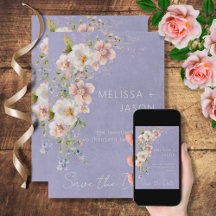 Pastel Floral Modern Purple Guardar la tarjeta de
