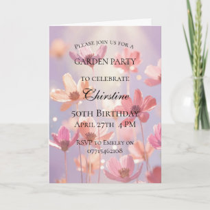 Pastel Floral Soñador Invitación de Cumpleaños 50