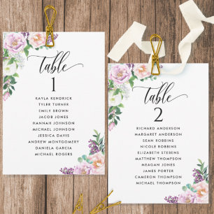 Pastel Floral, Tarjetas de Plan de Asientos con No