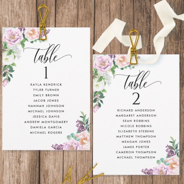 Pastel Floral, Tarjetas de Plan de Asientos con No (Subido por el creador)