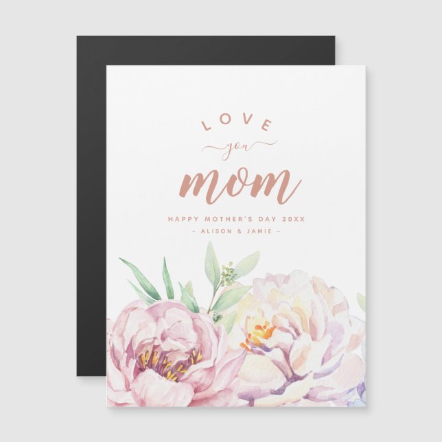 Pastel Florals Te Ama Mamá Tarjeta Magnet Minimali (Anverso/Reverso)