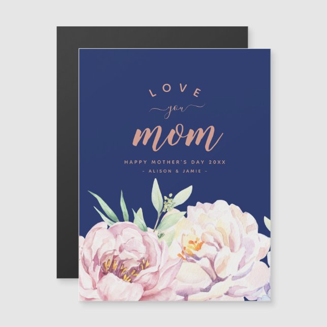 Pastel Florals Te Ama Mamá Tarjeta Magnet Minimali (Anverso/Reverso)