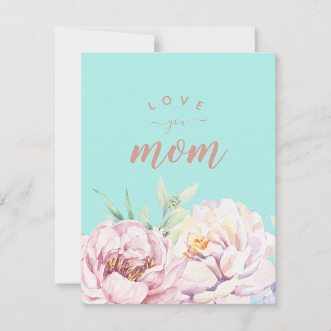 Pastel Florals te ama mamá tarjeta plana Minimalis (Anverso)