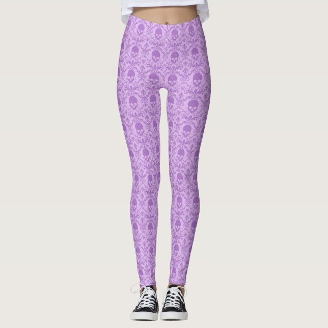 Pastel Gothic Baroque Skull Pattern Leggings (Anverso)