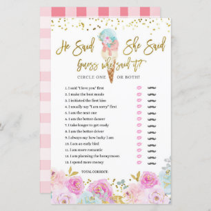 Pastel Ice Cream Floral Dijo que dijo Tarjeta de J