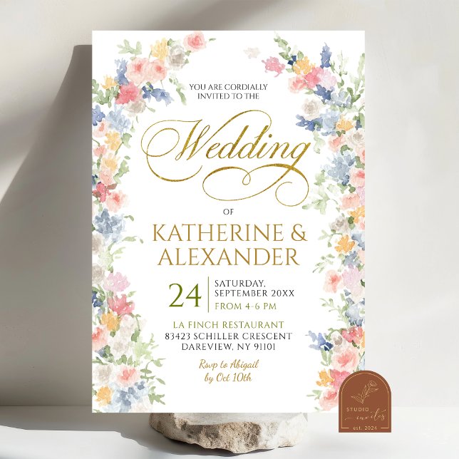 Pastel Invitación de Boda Floral de Primavera Guar (Subido por el creador)