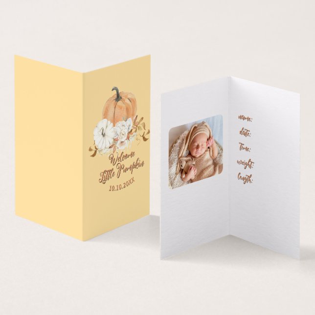 Pastel Naranja Pequeña Calabaza Invitación del beb (Interior y exterior)