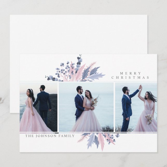 Pastel Navidades 3 tarjeta de vacaciones de Collag (Anverso / Reverso)