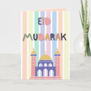 Pastel Niños Arcoiris Eid Mubarak Eid Tarjeta pleg