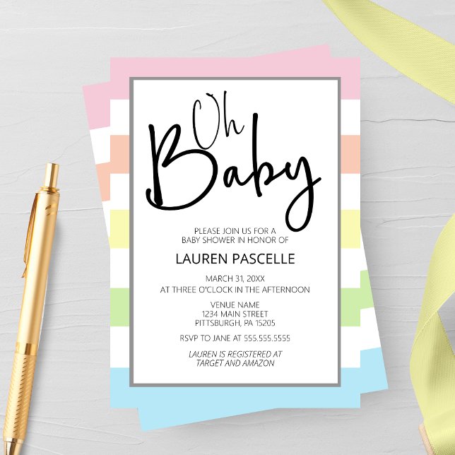 Pastel Oh Bebé, Invitación Baby Shower (Subido por el creador)