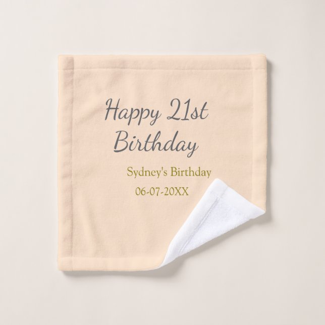 Pastel orange gray happy 21st birthday name date (Toallita)